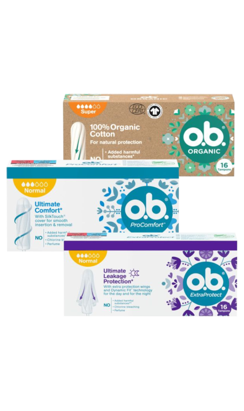 €1,50 korting op O.b.® Procomfort, Extra Protect of Organic